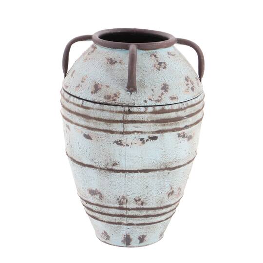 Set of 3 Blue Metal Rustic Vase, 26", 23", 19"